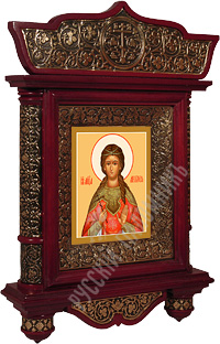 Икона - Святая мученица Любовь  в деревянном киоте.  430х310х70 мм.