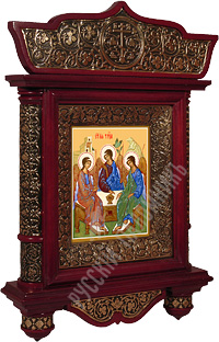 Икона - Святая Троица. Печать на холсте, деревянный киот. 430х310х70 мм.