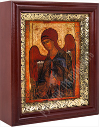 Икона - Архангел Гавриил (1387-1395 гг.) в деревянном киоте. 210х180х60 мм.
