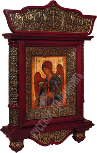Икона - Архангел Гавриил (1387-1395 гг.) в деревянном киоте. 430х310х70 мм.