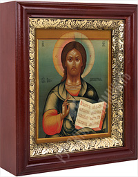 Икона - Господь Вседержитель (1898 г.) в деревянном киоте.  210х180х60 мм.