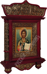 Икона - Господь Вседержитель (1898 г.) в деревянном киоте. 430х310х70 мм.