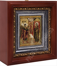 Икона - Божией Матери «Благовещение» (1670 г.) в деревянном киоте. 180х165х60 мм.