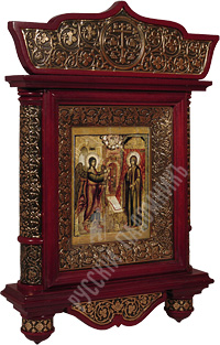 Икона - Божией Матери «Благовещение» (1670 г.) в деревянном киоте. 430х310х70 мм.