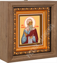 Икона - Преподобный Исаак Сирин, епископ Ниневийский в деревянном киоте. 180х165х60 мм.