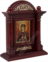 Икона - Святая мученица Иулиания Никомидийская (XIII век) в деревянном киоте. 240х195х75 мм.